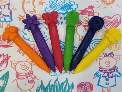 Fat Writing Crayons - Set of 6, Various Colors, Stocking Stuffers, Classroom Gifts, Child Gift